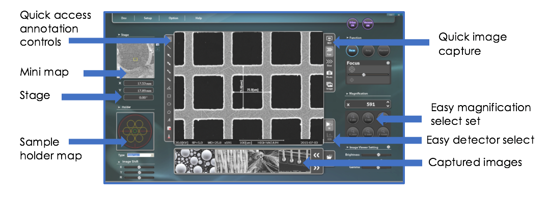 EM-30桌面SEM的NanoStation软件接口