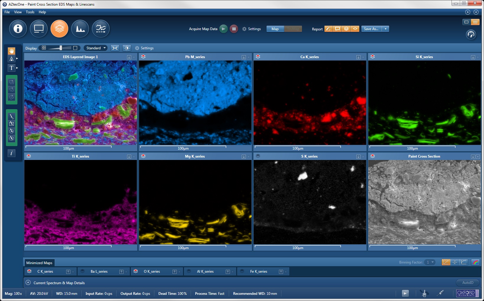 Oxford AZtecOne individual element EDS maps